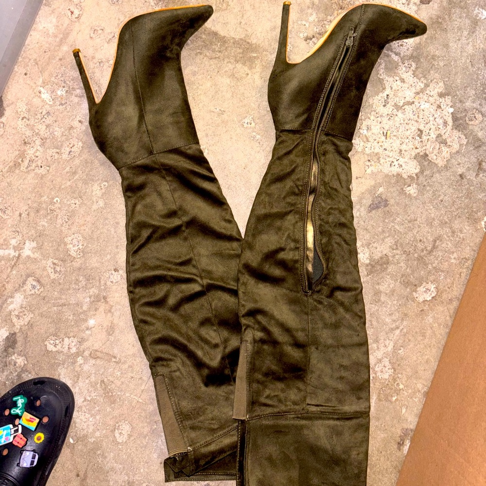Thigh High Olive Green Boots